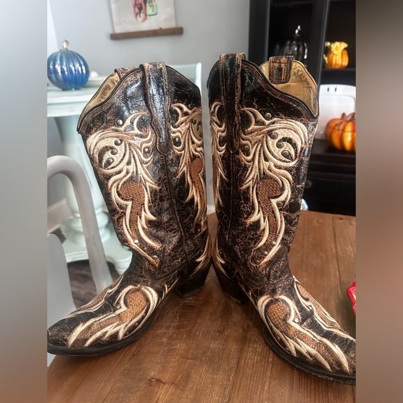 Corral Boots Brown & Cream Cowboy worn twice - Picture 3 of 6